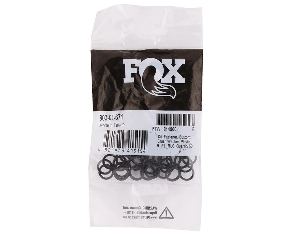 Fox Suspension Plastic Crush Washers (Black) (50-Pack) 2 Fox Suspension Plastic Crush Washers (Black) (50-Pack) - Image 2