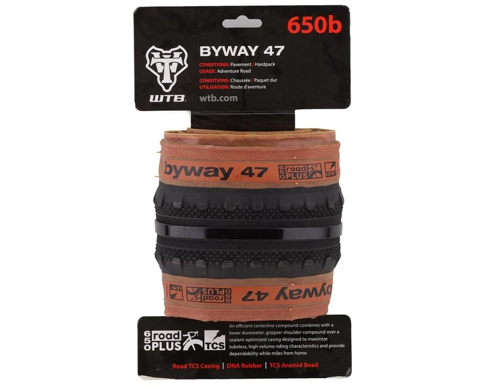 WTB Byway Tubeless Road/Gravel Tire (Tan Wall) (Folding) (650b / 584 ISO) (47mm) (Road TCS) (Dual DNA) 4 WTB Byway Tubeless Road/Gravel Tire (Tan Wall) (Folding) (650b / 584 ISO) (47mm) (Road TCS) (Dual DNA) - Image 4